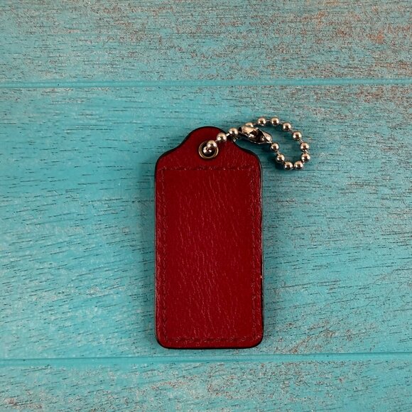 COACH Maroon/Red Leather Key Fob Hang Tags Bag Purse Charm - Picture 2 of 3
